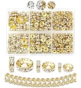 300pcs FIVEIZERO Rondelle Spacer Beads for Jewelry Making, 6mm, 8mm, 10mm Beads with Holes,Gold R...