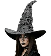 THEIFOXONE Distressed Witch Hat for Women Wicked Witch Hat. | Broken Holes Adult Witches Hat for ...