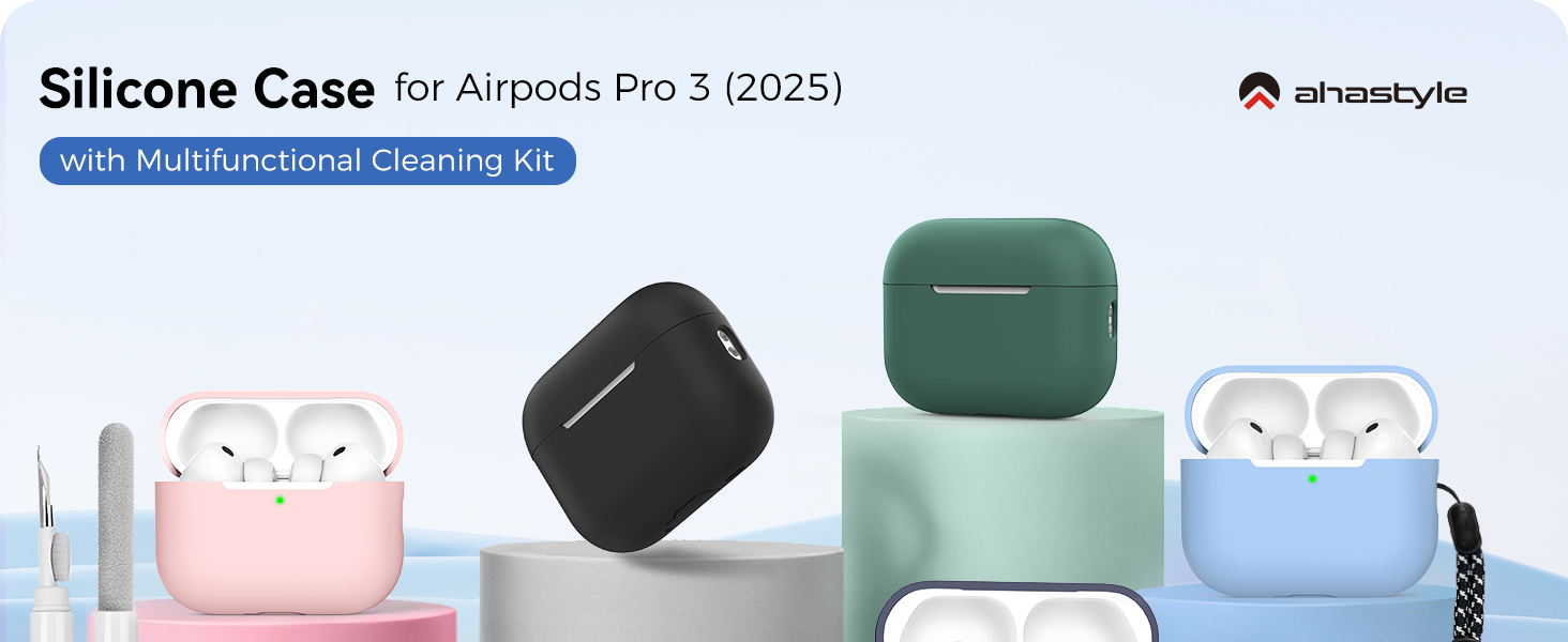 AirPods Pro 3 Case Cover (2025) with Cleaning Kit Soft Silicone AirPods Pro 3rd Generation Case
