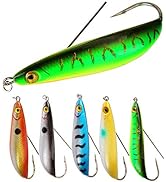 AMHDV Lures Fishing Spoon Weedless Minnow Hard Bait Rattling Saltwater Freshwater Baits (Pack of 5)