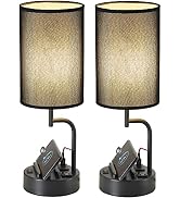 Dreamholder Table Lamp with 3 USB Charging Ports, Modern Desk Lamp with AC Outlet and Phone Stand...