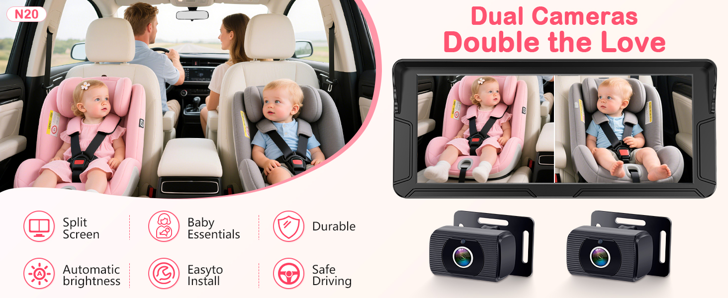 baby car camera for 2 kids