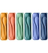 HMDZMR Travel Utensils Set with Case, Camping Utensils Wheat Straw Reusable Utensils Set With Cas...