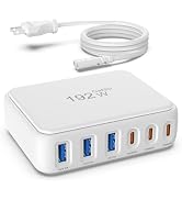 USB C Charger Block, 192W Charging Station for Multiple Devices, 6-Port USB Hub Block Fast Chargi...