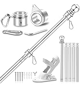 Upgraded Flag Pole Kit w/ 2-Position Bracket Holder & Rotating Flag Rings - 5FT to 6Ft 1" Metal F...