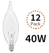 CYLYT 12-Pack E12 Incandescent Candle Light Bulbs 40W Warm White 2500K, 380 Lumen Dimmable Chande...