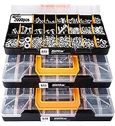 HongWay 2000pcs Hardware Assortment Kit with 64 Sizes Bolts, Nuts & Washers Assortment and Metal ...