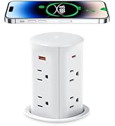 ANNQUAN 3" Pop Up Countertop Receptacle with 4 USB Ports 15W Wireless Charger,Max 20W Power Deliv...