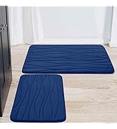 Buganda Memory Foam 2 Pieces Bath Rugs Set - Soft Non-Slip Thick Bath Mat and Toilet Rug Mat, Abs...