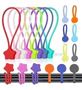 14Colors Magnetic Cords Organizers Reusable Silicone Twist Cable Ties Clips with Strong Magnet fo...