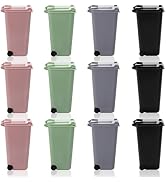 Goaste 12 Pack Mini Desk Trash Can, 22 OZ Tiny Curbside Garbage Bin with Lid, Small Plastic Deskt...