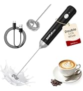SIMPLETASTE Rechargeable Handheld Milk Frother Wand Drink Mixer for Coffee | Dual Coil & Stainles...