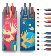 DRPHKTT Retractable Colored Gel Pens 0.5MM Fine Point, 10 Vintage Assorted Color Ink Pen Set, Cut...