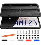 Aujen Silicone License Plate Frames 2 PCS for US Standard Car, Totally Street Legal License Plate...