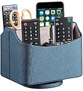 PUSU Remote Control Holder PU Leather 360 Degrees Rotatable Desktop Supply Organizer Storage Box ...