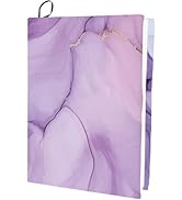 CRASPIRE Purple Stretchable Book Cover Marble Pattern Washable Reusable for Large Book Nylon Clot...