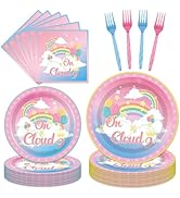 96PCS On Cloud 9 Plates and Napkins Party Supplies On Cloud 9 Birthday Decorations for Girls 9th ...