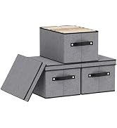 YheenLf Fabric Storage Boxes, 7.1 x 9.1 x 13 Inch Baskets for Shelves with Lids, Wardrobe Organis...