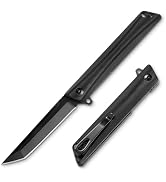 FUNBRO Tanto Pocket Knife for Men, Slim Flipper Open D2 Steel Folding knife with Durable G10 Hand...
