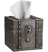 Sumnacon Tissue Box Retro Wood Square Tissue Box Cover Vintage Cube Tissue Box Holder,Decorative ...