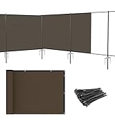 PATIO 5'x12' Outdoor Privacy Fence with Iron Poles Rails Dog Fencing for Patio Backyard Yard Free...