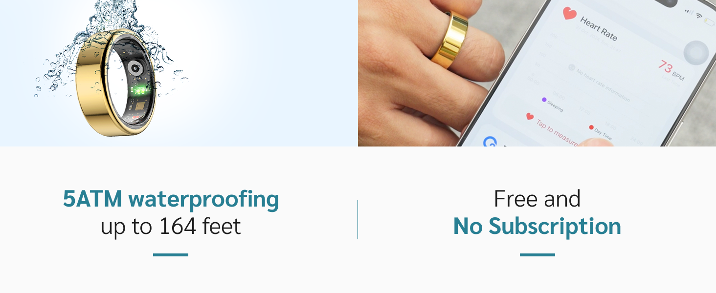 waterproof smart ring subscription free 5atm fitness ring for swimming and exercise ring