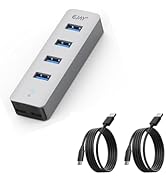 4Ports USB3.0 HUB,Extra Power Supply Port,3.3FT(1M) Long Data Cable and 3.3FT(1M) Long Power Cabl...