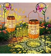 2 Pack Solar Lanterns Outdoor Butterfly Garden Decor, Gifts for Women Mom Grandma Birthday, Water...
