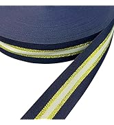Navy Gold White Striped Grosgrain Ribbon, 1 Inch x 55 Yards Multicolour Decorative Ribbon Polyest...
