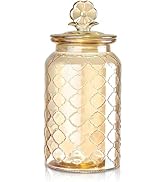 Joeyan 45 oz Amber Glass Storage Jar with Airtight Glass Lids,Vintage Embossed Glass Food Contain...