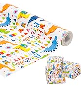 Kids Dinosaur Birthday Wrapping Paper Roll - 17”X 50Ft Jumbo Happy Birthday Dinosaur Gift Wrappin...