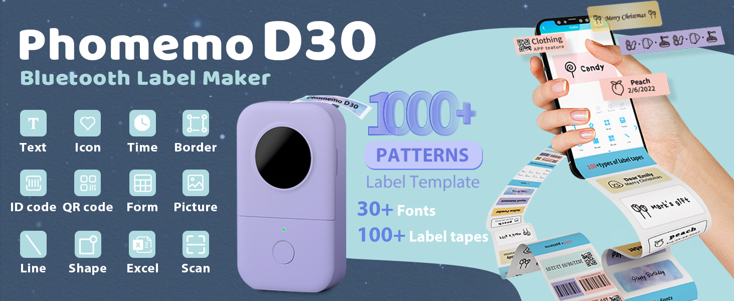 Phomemo D30 label maker machine with tape
