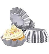 Velicber 8 Pcs Egg Tart Molds, 4.72 Inch Aluminum Mini Tart Pans, Nonstick & Reusable Fluted Baki...