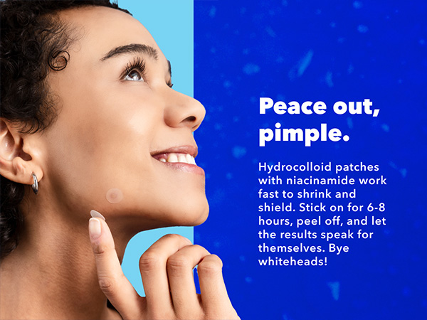 Hydrocolloid patches with niacinamide and tea tree extract work to soothe and calm irritated skin.