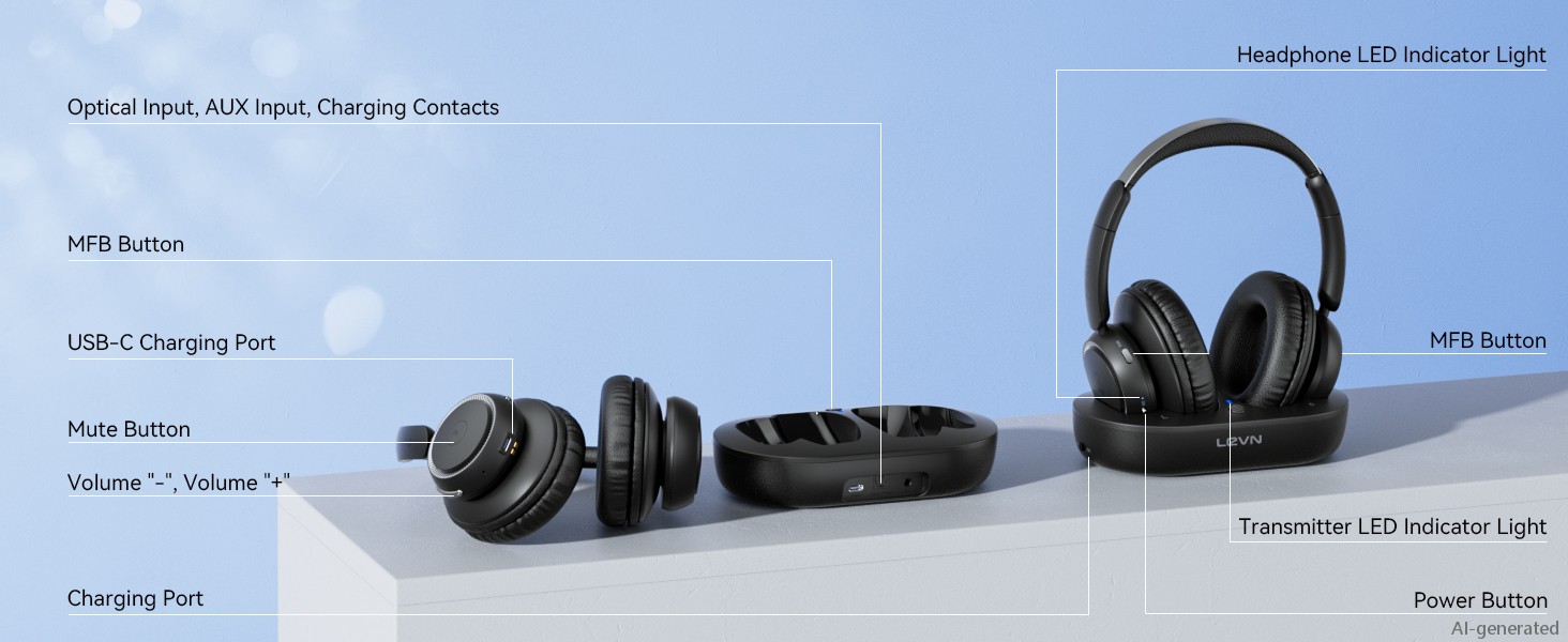A man watches a wonderful football match with TV headphones