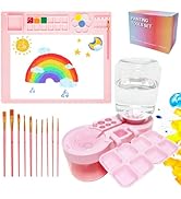 Painting Station, Paint Brush Cleaner (Upgraded) and Silicone Painting Mat 20"X16" with 10 Paint ...