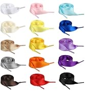 TXIN 15 Pairs Flat Satin Shoelaces Shoe Laces Silk Ribbon Shoelaces for Sneakers Casual Canvas Sh...