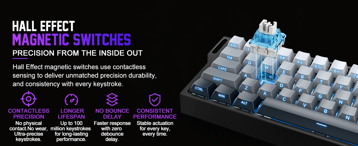 Hall Effect magnetic gaming keyboard with Rapid Trigger for competitive esports