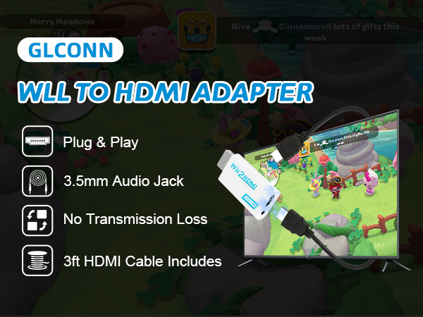 Wii to HDMI Adapter with 5FT HDMI Cable