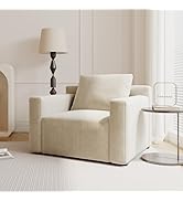Acanva Mid-Century Modern Suedette Upholstery Accent Sofa Chair, Single Reading Armchair with Lou...