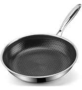 Ranbomer Hybrid Ceramic Non Stick Frying Pan 10 Inch, 5-Ply Stainless Steel Skillet,Stay-Cool Han...