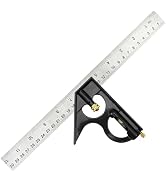 Nortools Combination Square Carpentry Tools with Metal-Body, Stainless Steel Blade Ruler, Accurat...