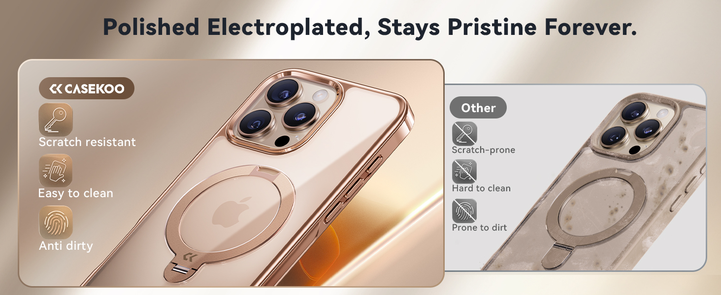 CASEKOO Desert Titanium for iPhone 16 Pro Max Case with 360° Spin Magnetic Stand