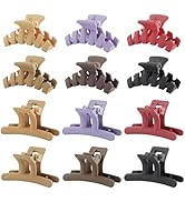 12 Pcs Matte Mini Hair Clips for Women & Girls - Plastic Claw Clips for Thin Hair (Light Brown, B...
