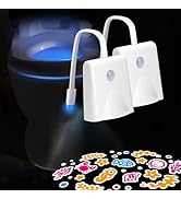 LAVAED 2 Pack Toilet Nights Lights 16 Color Changing,Motion Sensor Activated LED Projection Night...