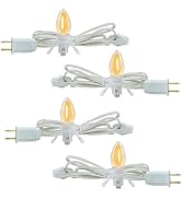 4 Pack Lights Accessory Cord with 4 C7 Led Light Bulb, Clip-in Lamp Cord Replacement, Candelabra-...