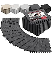 bemaxx Gym Mats Set - 12 pcs EVA Interlocking Foam Floor Tiles (24.4"x24.4"x0.4") 48 sqft Protect...