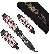 Thermal Brush Set 3-in-1 Curling Iron Brush Set, Dual Voltage 110-220V Thermal Hair Brush with 11...