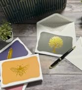 Settini Assorted Gold Note Cards – 18 Pack with Envelopes & Stickers, 6x4” Blank Greeting Cards, ...