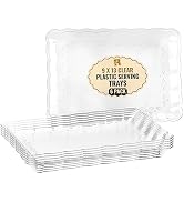 6 Pack Plastic Serving Trays for Party - Plastic Tray 9 by 13 Inch - Heavy Duty Plastic Trays for...
